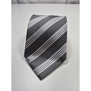 SETAZONE Tie Mens One Size Gray Striped 100% Silk Jacquard Pointed Hand Made